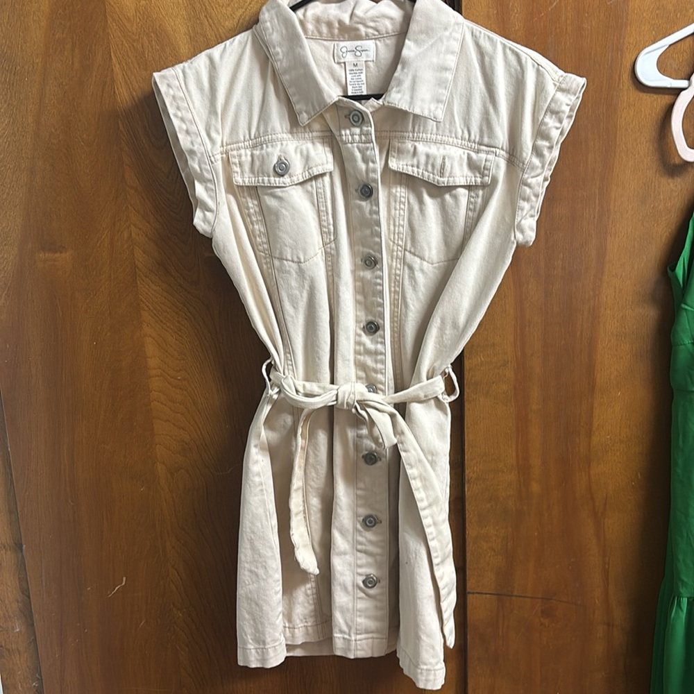 Cream Denim Dress